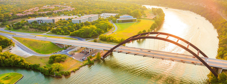 Pennybacker Bridge (360 Bridge) in Austin, Texas on a sunny day.
