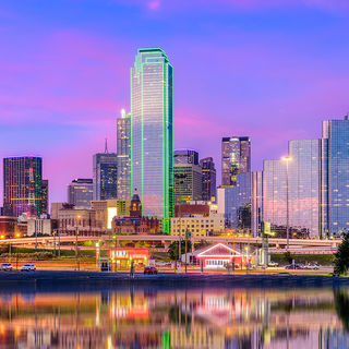 Dallas, Texas skyline on a sunny day.